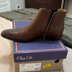 Men’s Brown Leather Chukka Zip Boots - Flag Ltd.